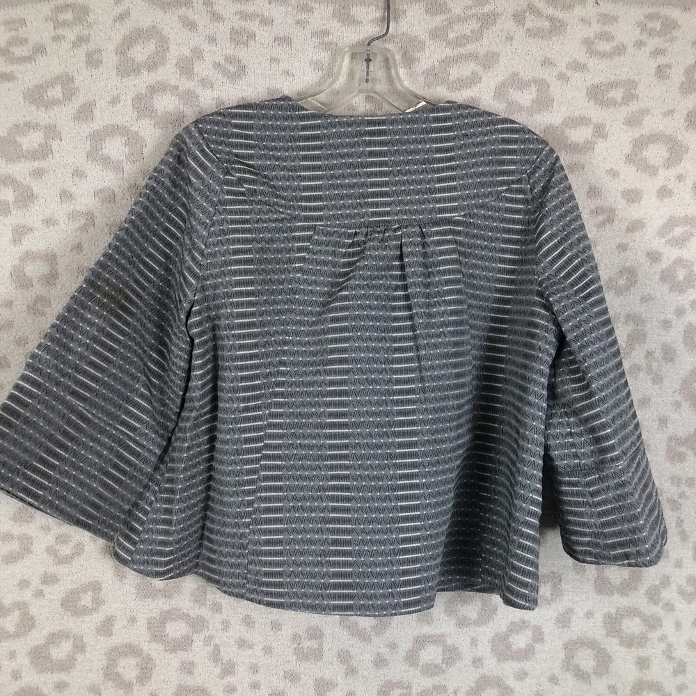 Notations Womens Jacket Medium Gray‎ striped Style #MTPJ0124 3/4 Sleeve Crop Vtg